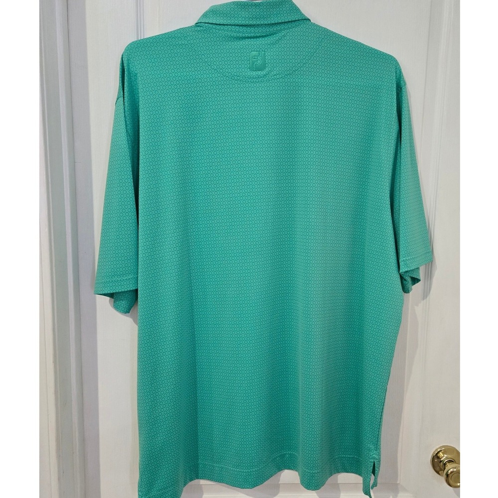 FootJoy Polo Shirt Mens XXL Green Diamond Geometric Performance Golf Top - Picture 2 of 9